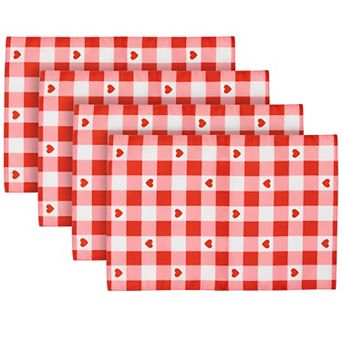 Set of 4 Checkered Hearts Valentine's Day Placemats 18"