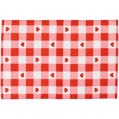 Set of 4 Checkered Hearts Valentine's Day Placemats 18"