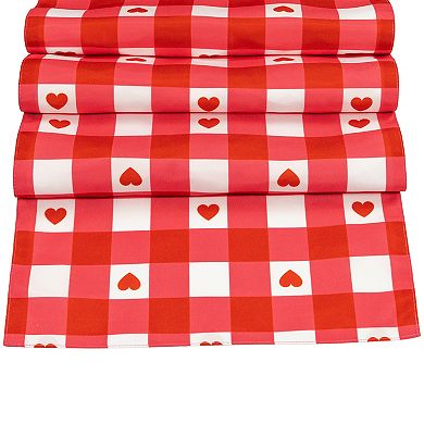 72" Checkered Heart Valentine's Day Table Runner
