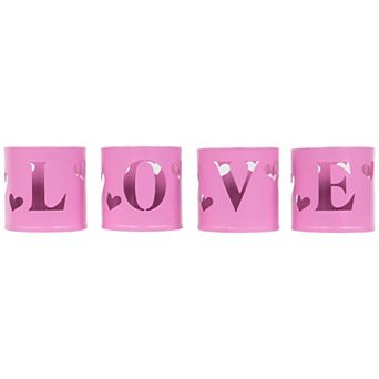 Love Valentine's Day Metal Votive Candle Holders - 2.75" - Set of 4