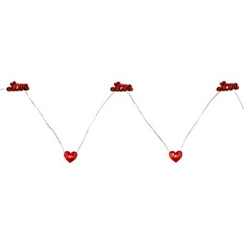 20-Count Red Valentine's Day Love and Heart LED Fairy Lights 6.25ft Copper Wire