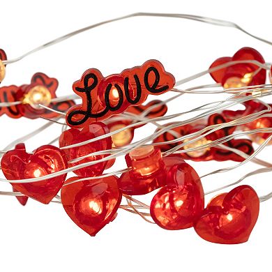 20-Count Red Valentine's Day Love and Heart LED Fairy Lights 6.25ft Copper Wire