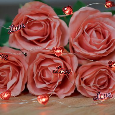 20-Count Red Valentine's Day Love and Heart LED Fairy Lights 6.25ft Copper Wire