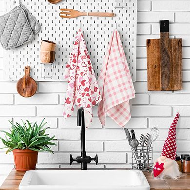 Plaid and Hearts Valentine's Day Kitchen Tea Towels - 26" - Pink and Red - Set of 2