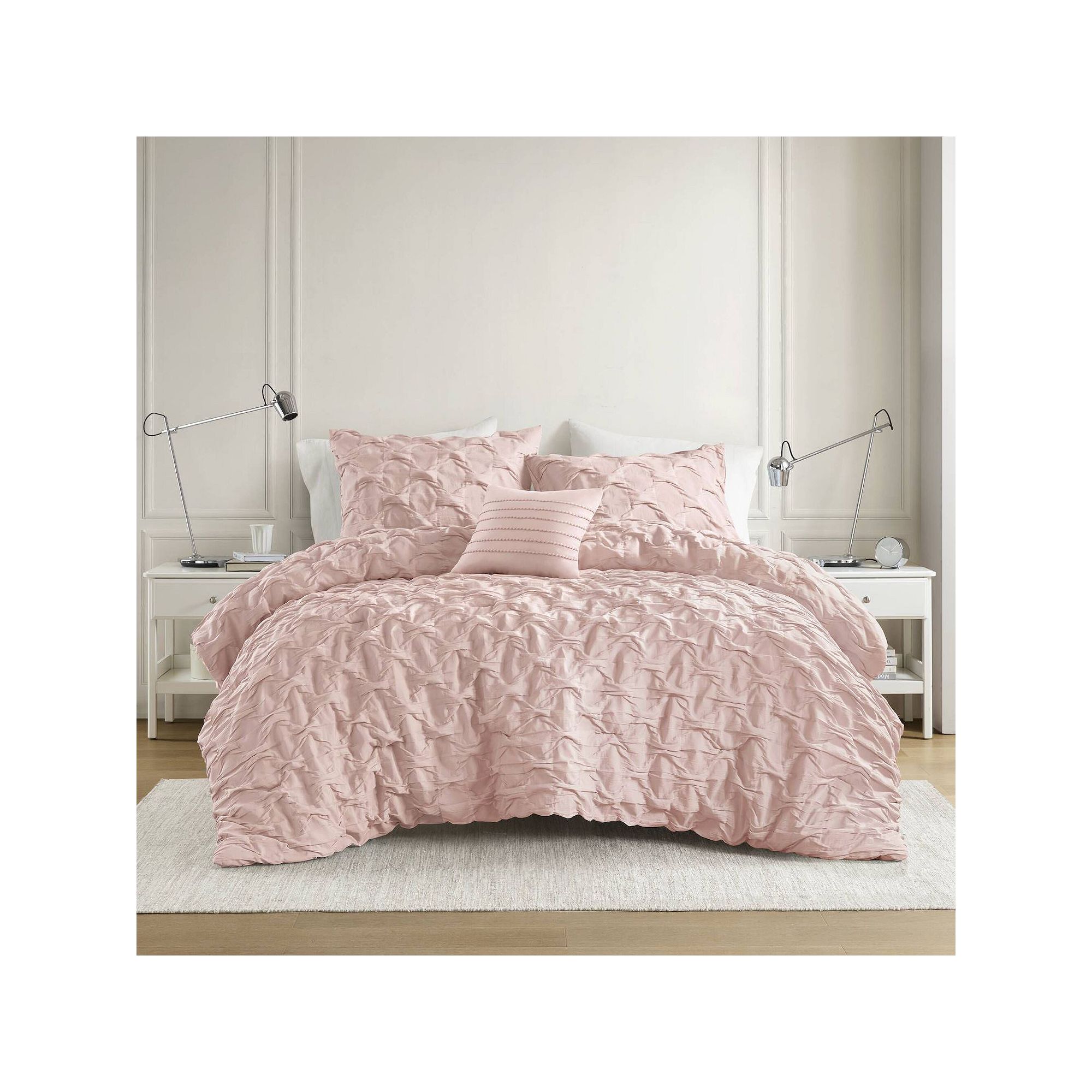 510 Design Bailey Diamond Pucker Woven Comforter Set with Throw Pillow, Pin