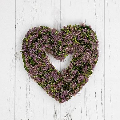 Moss and Twig Valentine's Day Heart Artificial Wreath - 14.5" - Purple