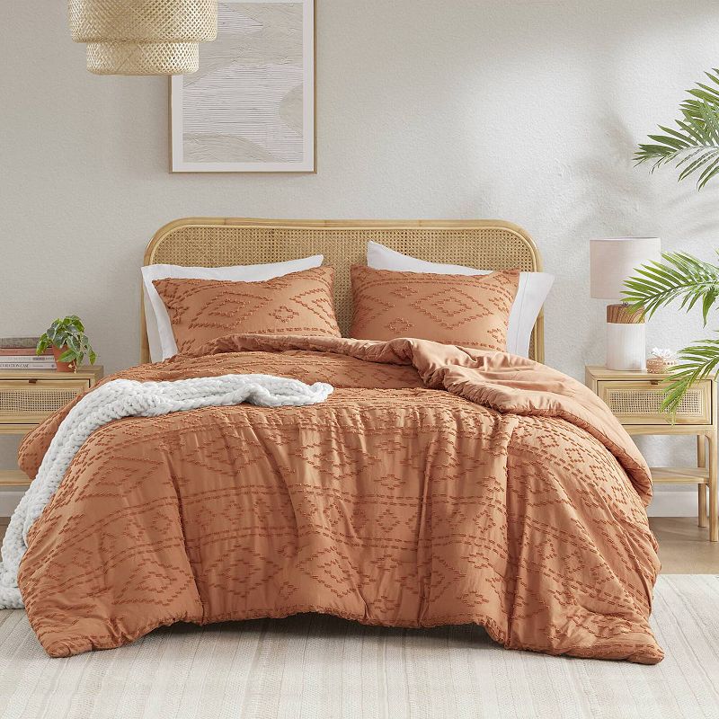 510 Design Gigi Boho Tufted Geometric Comforter Set, Terracotta
