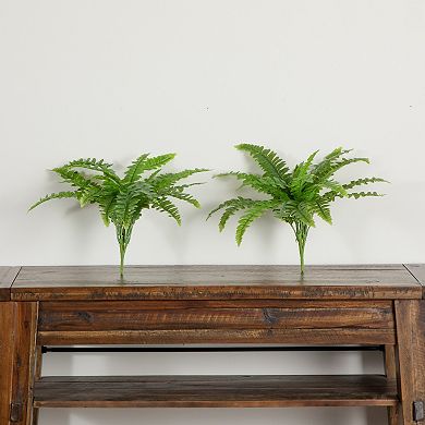 nearly natural 14-in. UV Resistant Artificial Boston Fern Pick 2-piece Set