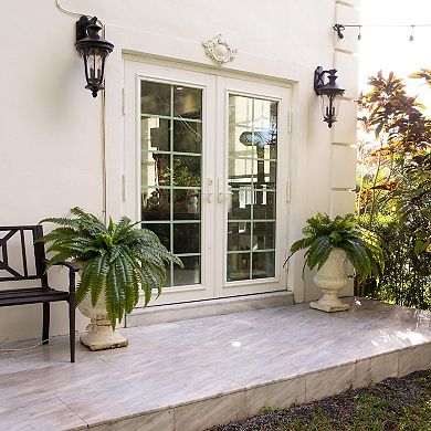 nearly natural 21-in. UV Resistant Artificial Boston Fern Table Decor 2-piece Set