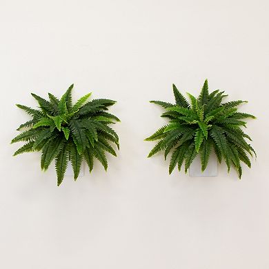 nearly natural 21-in. UV Resistant Artificial Boston Fern Table Decor 2-piece Set