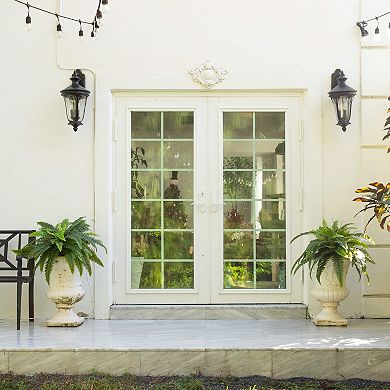 nearly natural 21-in. UV Resistant Artificial Boston Fern Table Decor 2-piece Set