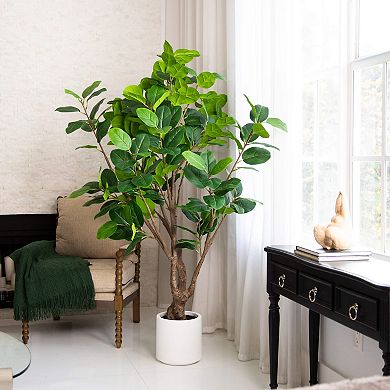 nearly natural 6-ft. Artificial Audrey Ficus Leaf Tree Floor Decor