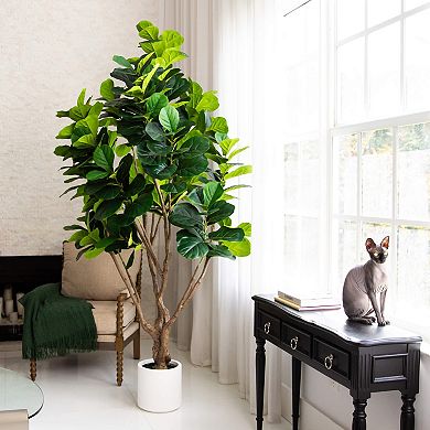 nearly natural 8-ft. Artificial Grand Fiddle Leaf Tree Floor Decor