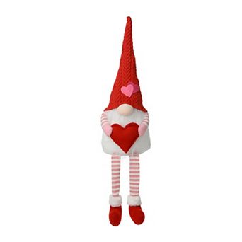 Glitzhome 28.25''H Fabric Valentine's Gnome Shelf Sitter with Dangling Legs