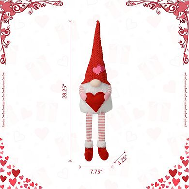 Glitzhome 28.25''H Fabric Valentine's Gnome Shelf Sitter with Dangling Legs