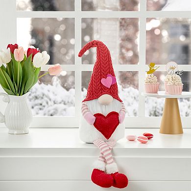 Glitzhome 28.25''H Fabric Valentine's Gnome Shelf Sitter with Dangling Legs