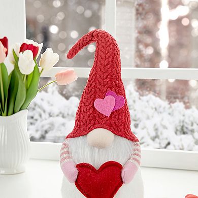 Glitzhome 28.25''H Fabric Valentine's Gnome Shelf Sitter with Dangling Legs