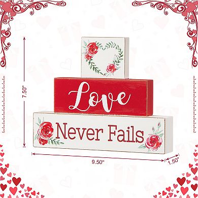 Glitzhome 9.5"L Valentine's Snow-capped Coffee Designed Wooden Block Table Sign