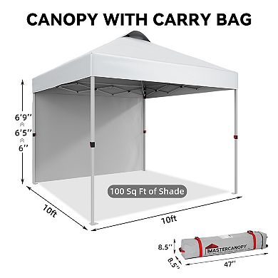 10x10FT Pop Up Canopy Tent with Roller Carry Bag, Fits 8-10 People