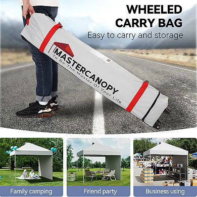 10x10FT Pop Up Canopy Tent with Roller Carry Bag, Fits 8-10 People