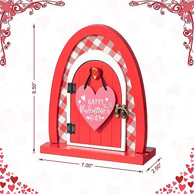 Glitzhome 8.5"H Valentine's Charming Wooden Door-Shaped Photo Frame Table Decor