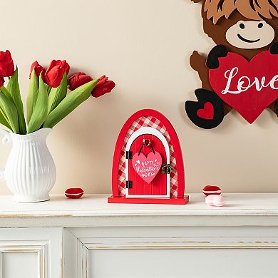 Glitzhome 8.5"H Valentine's Charming Wooden Door-Shaped Photo Frame Table Decor