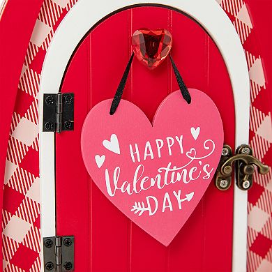 Glitzhome 8.5"H Valentine's Charming Wooden Door-Shaped Photo Frame Table Decor