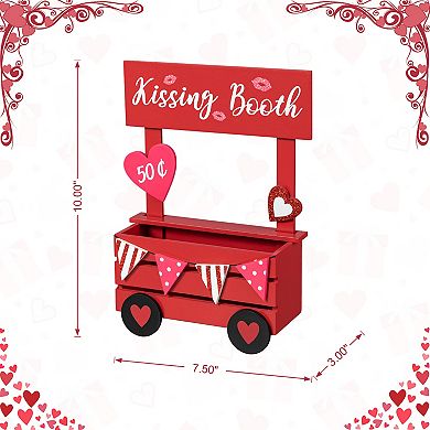 Glitzhome 10"H Valentine's Charming Wooden KISSING BOOTH Table Decor