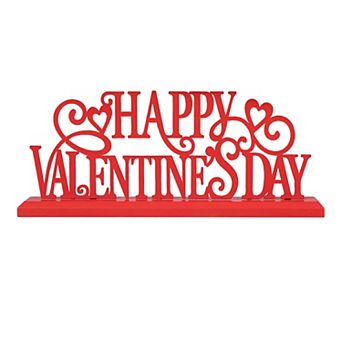Glitzhome 16"L Valentine's Wooden & Metal HAPPY VALENTINE'S DAY Table Decor
