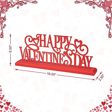 Glitzhome 16"L Valentine's Wooden & Metal HAPPY VALENTINE'S DAY Table Decor