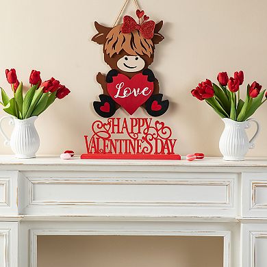 Glitzhome 16"L Valentine's Wooden & Metal HAPPY VALENTINE'S DAY Table Decor