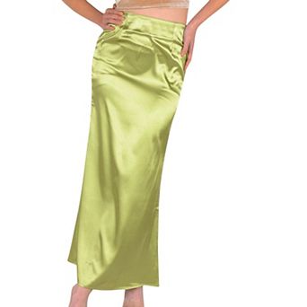 Women's High-Waisted Satin Maxi Skirt with Side Slit