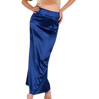 Women's High-Waisted Satin Maxi Skirt with Side Slit