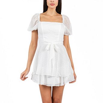 Juniors' B. Smart Short Sleeve Square Neck Dress