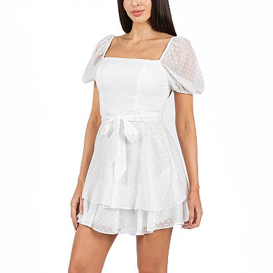 Juniors' B. Smart Short Sleeve Square Neck Dress
