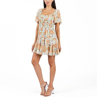 Juniors' B. Smart Emma Scoop Neck Shirred Waistband Dress