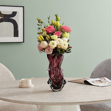 Sylvan Nodular Avant-Garde Sculpted Glass Grape Burgundy Purple Tabletop Vase