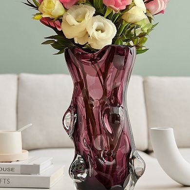 Sylvan Nodular Avant-Garde Sculpted Glass Grape Burgundy Purple Tabletop Vase