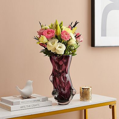 Sylvan Nodular Avant-Garde Sculpted Glass Grape Burgundy Purple Tabletop Vase