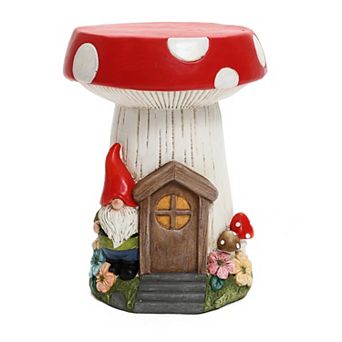 LuxenHome Gnome Mushroom MgO Indoor and Outdoor Sculpture Side Table