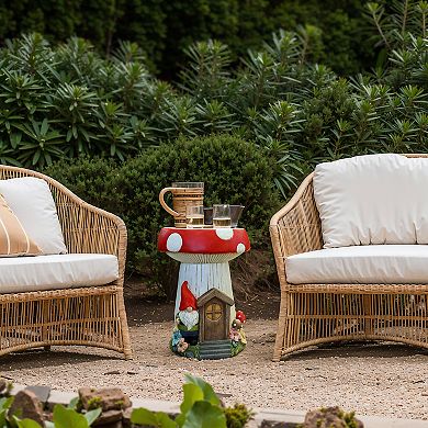 LuxenHome Gnome Mushroom MgO Indoor and Outdoor Sculpture Side Table