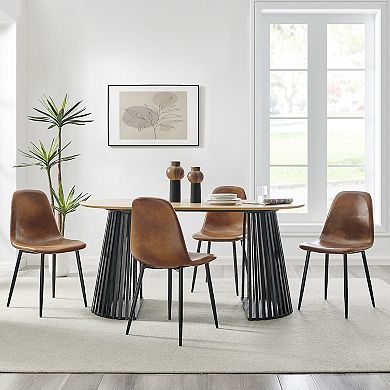 Milo Slickpin 2 Piece Modern Two Tone Tabletop Vase Set - Black and Walnut