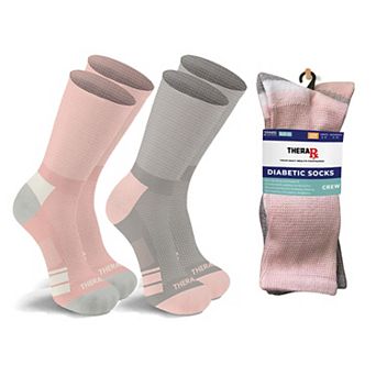 Diabetic Crew Socks with Extra Wide Non-Binding Top - 2-Pair Set