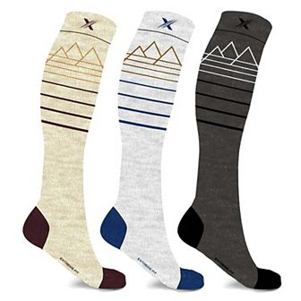 Merino Wool Compression Boot Socks - Winter, Hiking, Skiing - Light Colors - 3 Pack