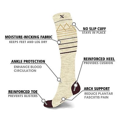 Merino Wool Compression Boot Socks - Winter, Hiking, Skiing - Light Colors - 3 Pack
