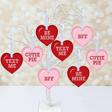 Big Dot of Happiness Conversation Hearts - Valentine's Day Decorations - Tree Ornaments - Set of 12