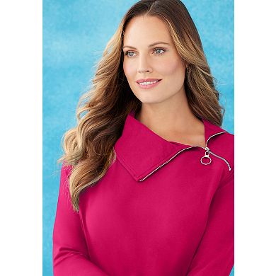 Catherines Women's Plus Size Suprema Studio Zip-Neck Tunic