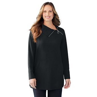 Catherines Women's Plus Size Suprema Studio Zip-Neck Tunic