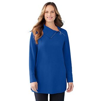 Catherines Women's Plus Size Suprema Studio Zip-Neck Tunic