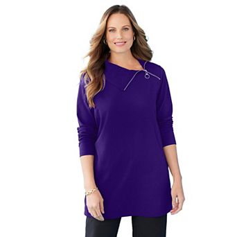 Catherines Women's Plus Size Suprema Studio Zip-Neck Tunic
